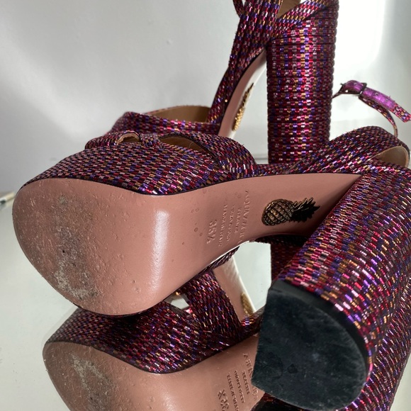 Like new AQUAZZURA Sundance Plateau Woven Platform Sandals 35.5 $895 - Picture 14 of 14